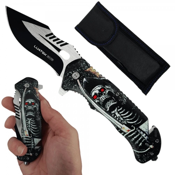 Canivete Com Quebra-Vidro Corta Cinto  Caveira  – SLK D102