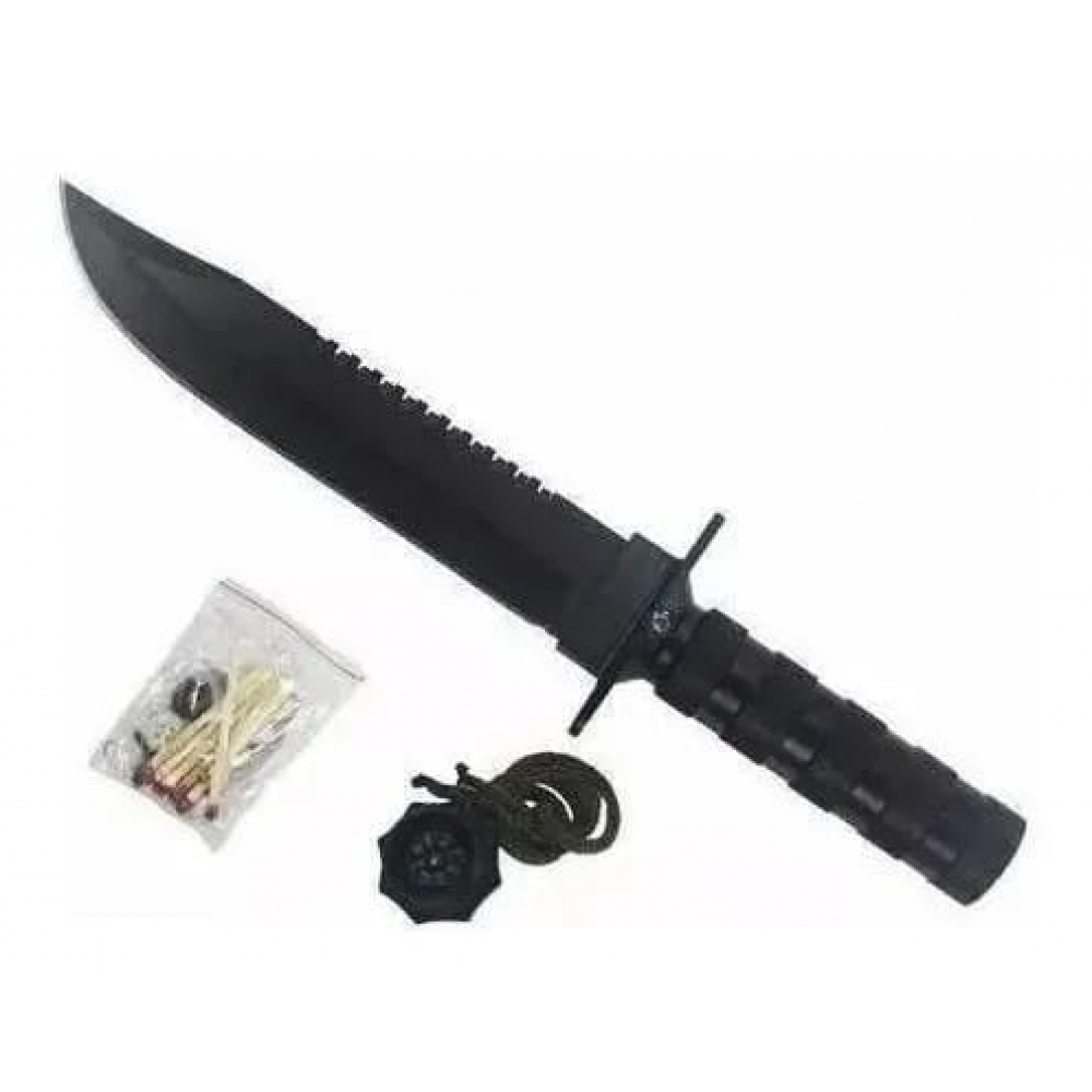 Faca Rambo Tática Militar Sobrevivência Pesca caça Lamina Serrilhado 0650