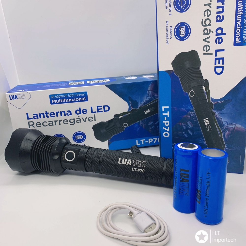 Super Lanterna Led T9 P70 Recarregavel Lua Tek 98.000w