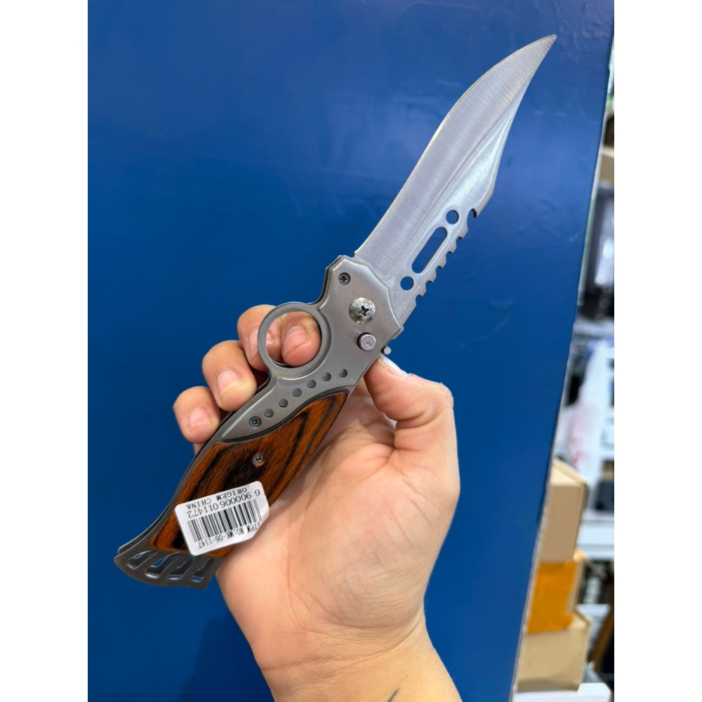 Canivete Automático Aço com Madeira MK 1147