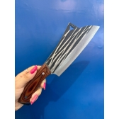 Faca Cutelo Artesanal, Chef 30cm, Cabo Madeira c/ Anel no Pomo + Bainha de couro DJ410