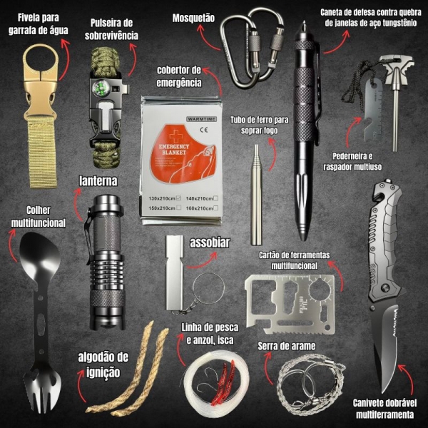 KIT DE SOBREVIVÊNCIA ACAMPAMENTO 15 EM 1 – YF-062