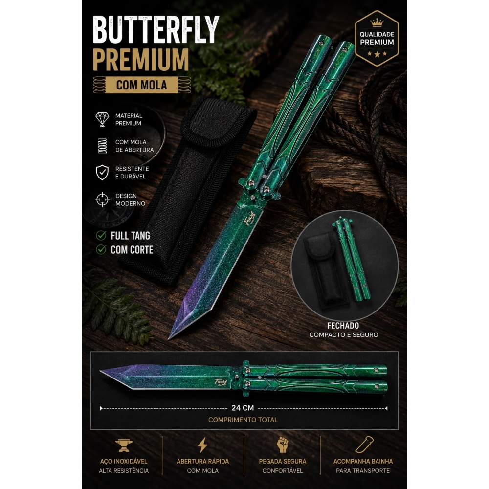 Canivete Butterfly Linha Premium com mola BSL6