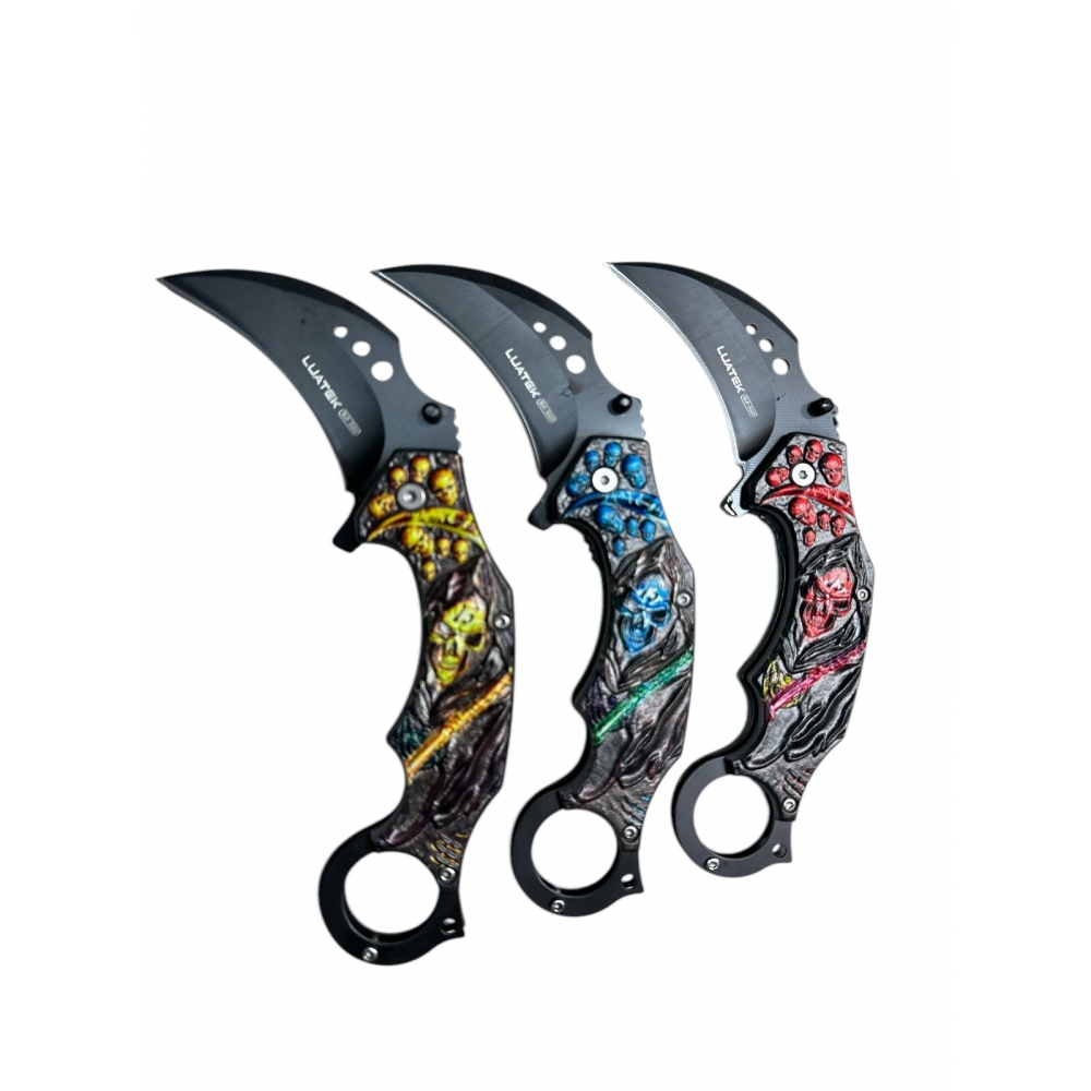 Canivete Karambit semi automatico caveira slk- D322