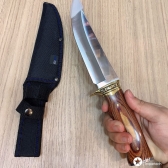 Faca Luxo Detalhe Dourado Churrasco Pesca Camping 7117