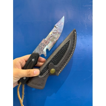 Faca Luxo Full Tang Aço D2 Com Bainha De Couro