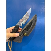 Faca Luxo Full Tang Aço D2 Com Bainha De Couro