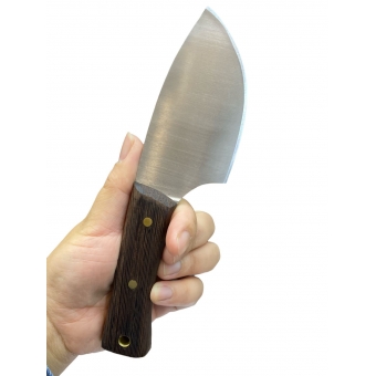 Faca Skinner Inox Inoxidável Cabo Madeira Com Bainha Couro L23