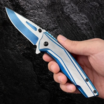 Canivete Semiautomático 19Cm com Trava de Segurança e Clip de Bolso SLK-D258AB