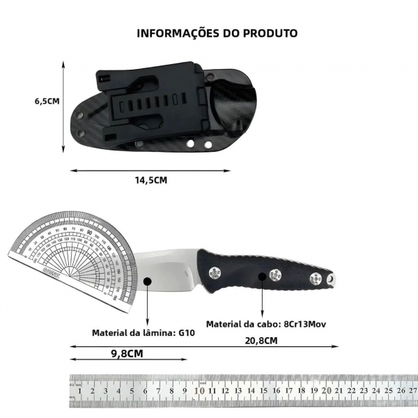 Faca De Lâmina Fixa  Tanto Stonewashed CYL-92