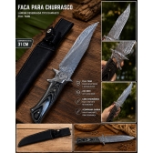 FACA PARA CHURRASCO PREMIUM - ESTILO DAMASCO FEATHER (31 CM)