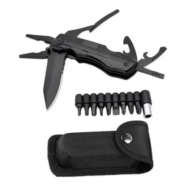 Canivete Alicate Tático Multifuncional 5 em 1 + Kit 9 Bits WSOM Outdoor